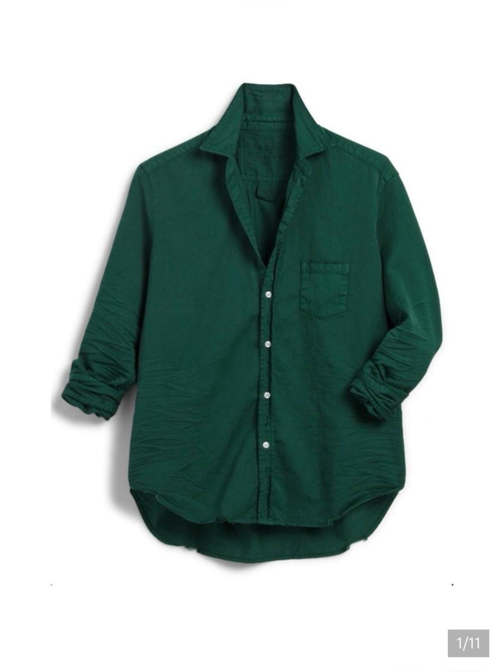 Frank & Eileen EILEEN Famous Denim Forest Green Button Up Size S